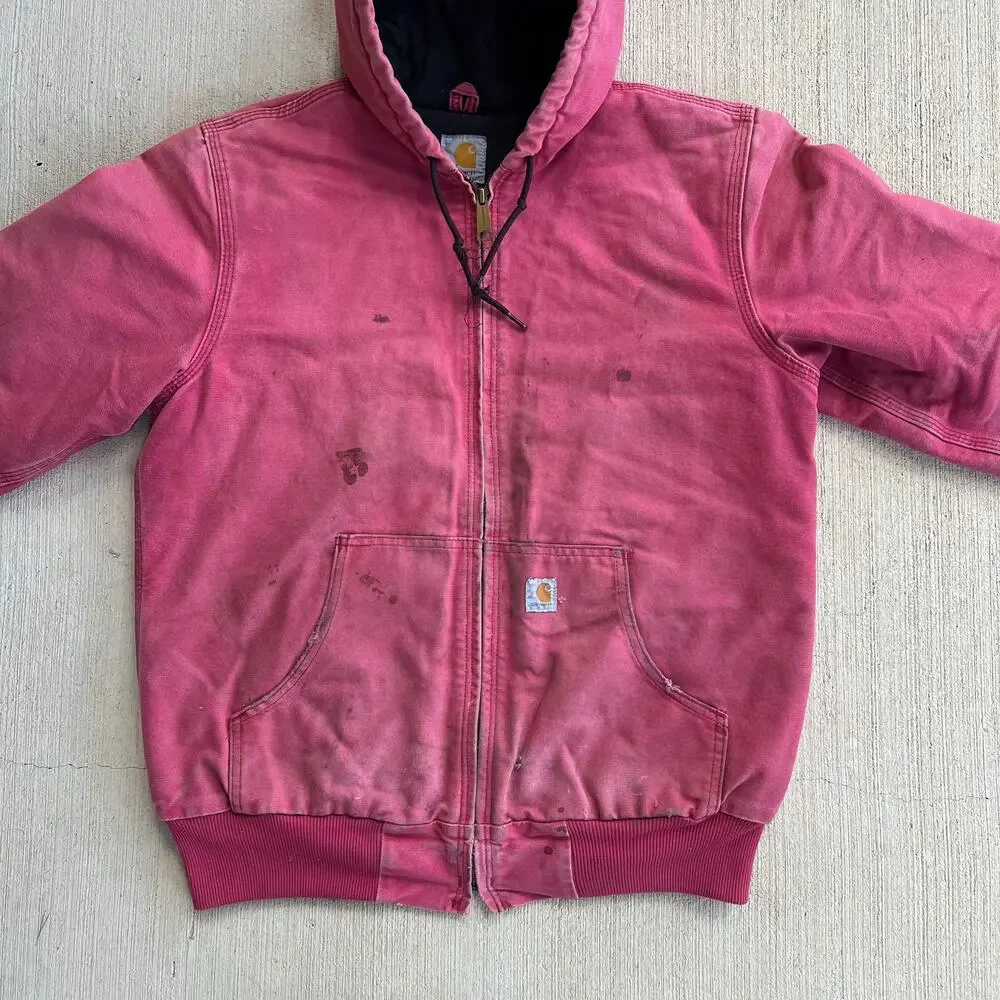 Carhartt WOMENS WJ130 pink hooded work wear jacket